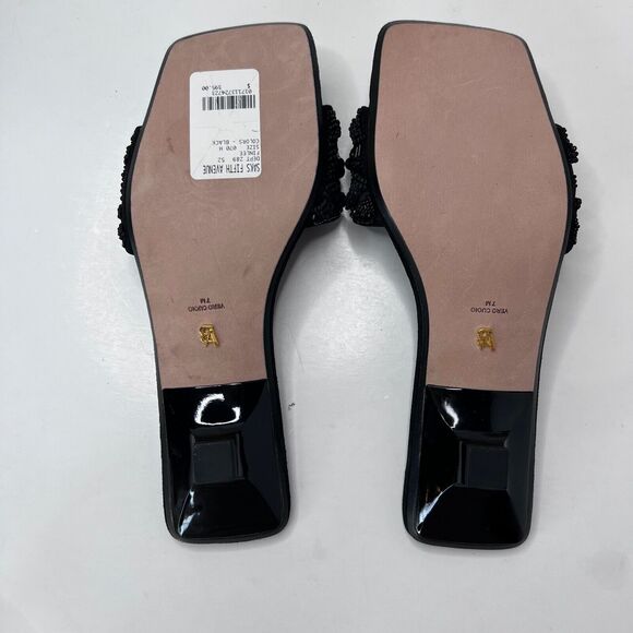 Veronica Beard Finlee Beaded Suede Slide Sandals Black Women’s US 7 M NWB - Picture 9 of 11